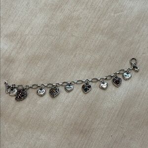 Brighton Silver Heart and enamel Charm bracelet